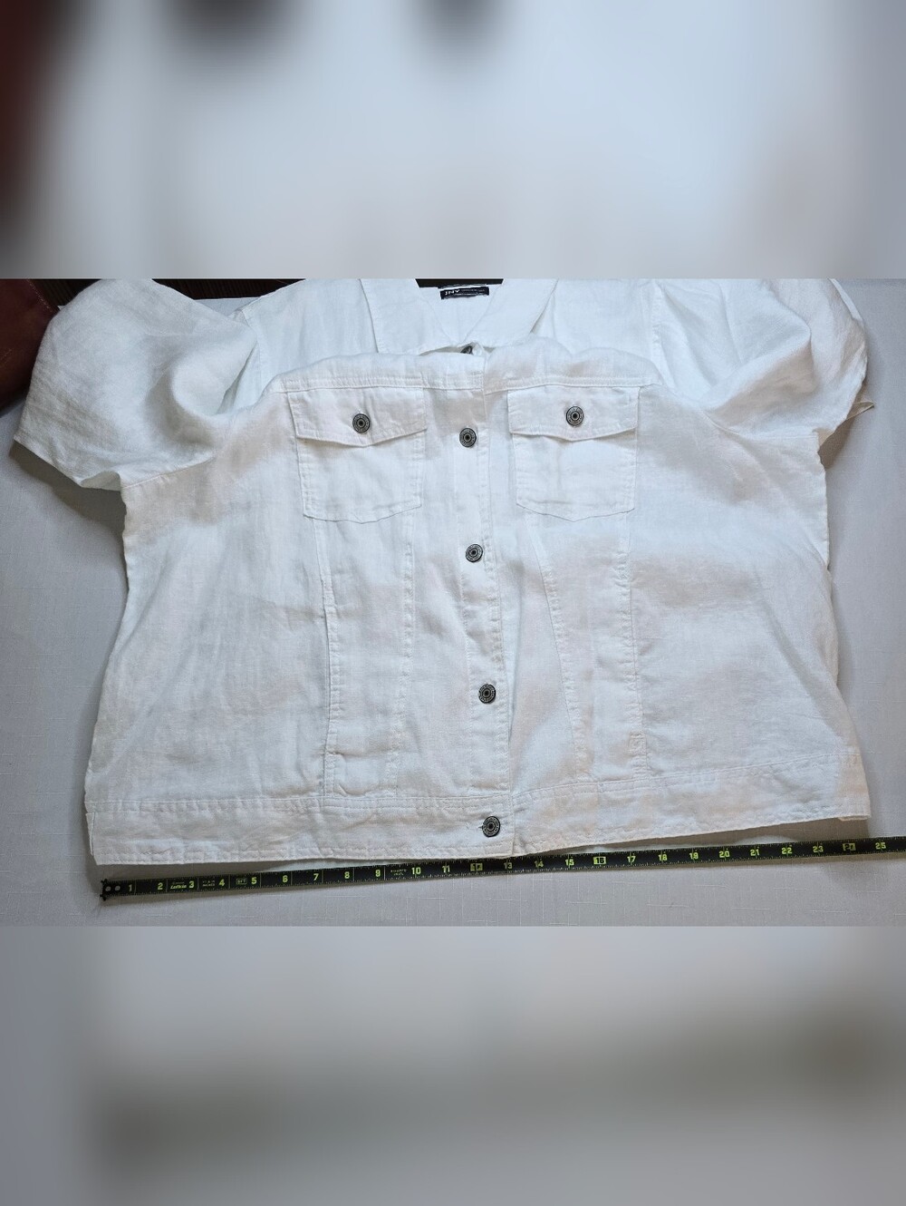 Linen White Lightweight Button-Front Crisp Coastal Jacket - Picture 7 of 10